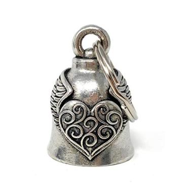 Imagem de Acessório de sino de motociclista com asas de coração ou chaveiro para sorte