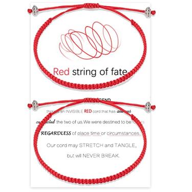 Imagem de Seyaa Red String of Fate Pulseiras kabbalah Boa Sorte Proteção Combinando Pulseiras Presentes para Casal Amante Mulheres Homens Namorado Namorada, 6.5 Inch, fibra natural, Sem Pedra Preciosa