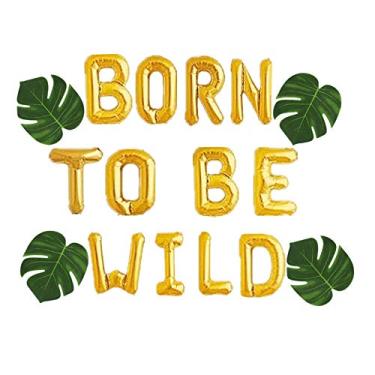 Imagem de JeVenis Born To Be Wild Balloons Born To Be Wild decoração de aniversário Born to be Wild Banner decoração de chá de bebê safári, chá de bebê