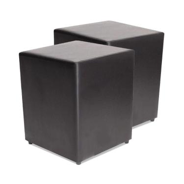 Imagem de Kit com 2 Puff Quadrado Courvin Preto Decorativo 35x35cm  BF Colchões 