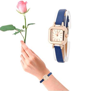 Imagem de Relógio, relógio analógico de quartzo feminino para presente para amigos (azul escuro)