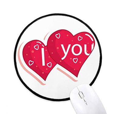 Imagem de Tapete de mouse duplo para o dia dos namorados amor coração desktop escritório tapete redondo para computador