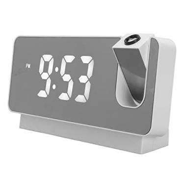 Imagem de Despertador de projeção, despertador de LED HD com projeção no teto, despertador digital com projetor giratório de 180°, soneca, temperatura, relógio de cabeceira para pessoas com sono pesado (branco)