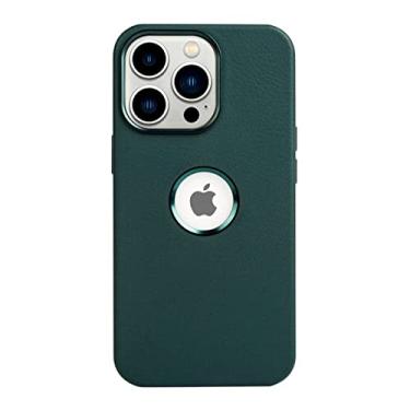 Imagem de Capa de couro com capa para iPhone 14 Pro Max/14 Plus capa 14Pro estojos magnéticos de carregamento sem fio acessórios, verde, para iPhone14 Pro max