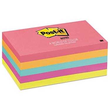 Imagem de 3M 6555Pk Post-It Notes, 3 X 5, 100 Shts/Pad, Cape Town Colors, 5 Pads/Pack