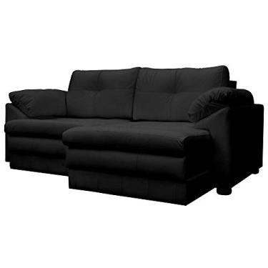 Imagem de Sofá Retrátil 2 Lugares Sala de Estar Piece 175cm Couro Preto - Gran Belo