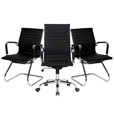 Imagem de Cadeira Presidente Moobx Style Charles Eames Conjunto 2 Cadeiras Executivas Base Fixa