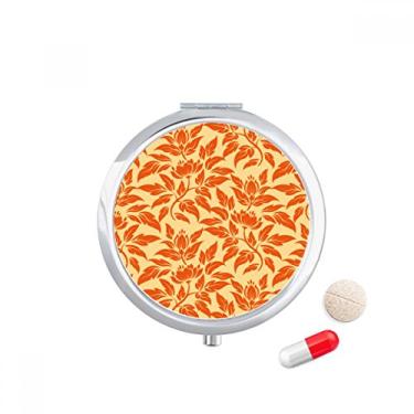 Imagem de Porta-comprimido floral clássico laranja dourado caixa de armazenamento de remédios recipiente dispensador