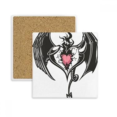 Imagem de Armadura quebrada Amor Coração Asas Enormes Porta-copos Quadrado Porta-copos Porta-copos Pedra isolante