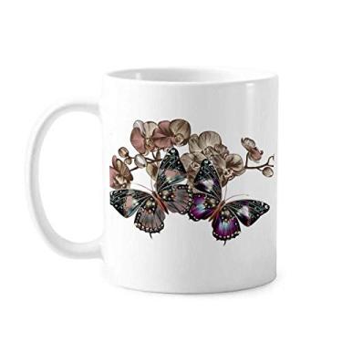 Imagem de Caneca moderna de cerâmica para café e porcelana com flores e borboletas