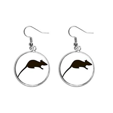 Imagem de Brinco preto rato animal retrato orelha pendurado prata joia feminina