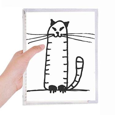 Imagem de Caderno listrado de gato sentado, preto, folha solta, diário recarregável, papelaria