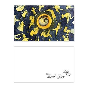 Imagem de Miaoji Pintura Aquarela Gato Lua Pessoas Cartão de agradecimento Aniversário Papel Saudações Casamento Agradecimento