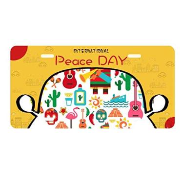 Imagem de DIYthinker Placa de licença Sombrero Suger Skull Mexico Flamingo Mexicano Decoração de carro Dia da Paz