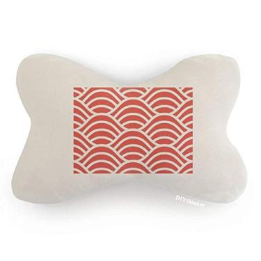 Imagem de DIYthinker Almofada de apoio de cabeça para decoração de pescoço com estampa de ondas brancas e vermelhas japonesas