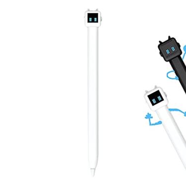 Imagem de Antetek Lindo design de robô para Apple Pencil 2ª geração, capa protetora de silicone macio, à prova de choque e antiqueda, capa para iPencil, suporte macio (branco)