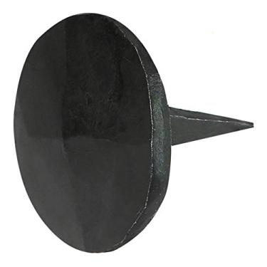 Imagem de A29 Conjunto de 6 pregos decorativos de ferro Clavos, cabeças de parafuso decorativas de pirâmide redonda, pregos de cabeça forjada, acabamento de pregos de ferro preto natural 0,75 x 2,5 cm