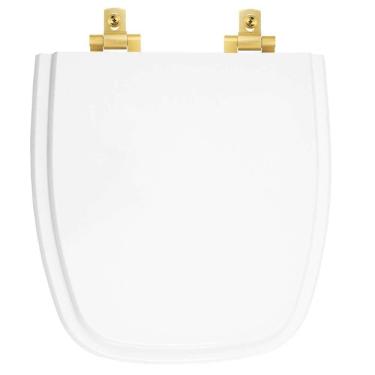 Imagem de Assento Sanitário Laqueado Soft Close City Branco Para Vaso Celite Com Ferragem Dourada