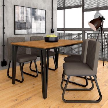 Imagem de Mesa Com 4 Cadeiras Industrial 1,36 Ibiza Pt/cn/cap - Móveis Arapongas
