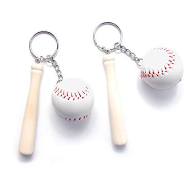 Imagem de Chaveiro de beisebol e madeira morcego, 7,6 cm, Pack 2