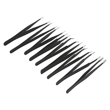 Imagem de Conjunto de Pinça de Aço Inoxidável 9 Peças Com Pontas Curvas para Reparo de Telefone Celular de Alta Precisão