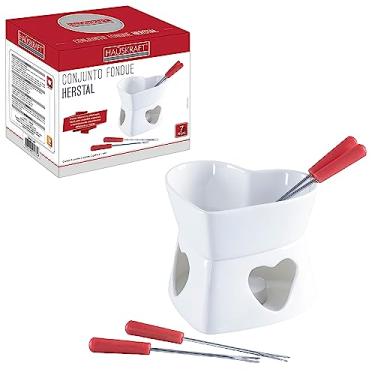 Imagem de Conjunto Fondue Coração 7 Pçs Branco Herstal Carne Chocolate