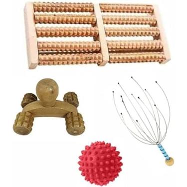 Imagem de Kit Massageador Manual top Rio Pés Roller Carrinho Esfera Fisioterapia Hastes Capilar