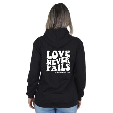 Imagem de Moletom Feminino Blusa de Frio Canguru Love Never Fails-Feminino