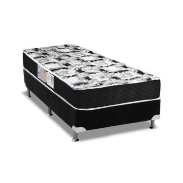 Imagem de  Cama Box Solteiro: Colchão Espuma D33 Luckspuma Supreme + Base CRC Suede Black(88x188)