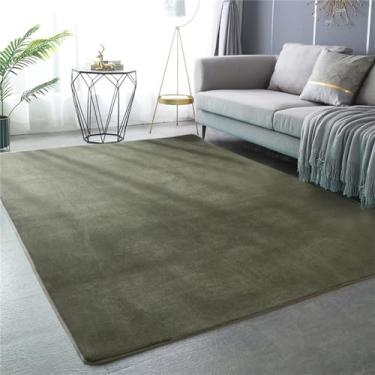 Imagem de Tapetes de veludo para decoração de sala de estar, grosso, curto, área de pelúcia, quarto infantil, tapete de rastejamento, almofada de varanda, verde exército, 150X200CM 59X78IN
