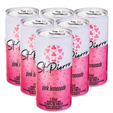 Imagem de Kit Com 6Un Refrigerante Pink Lemonade St Pierre Lata 270Ml
