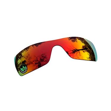 Imagem de Raydi Lentes de reposição de policarbonato para óculos de sol Oakley Batwolf OO9101 retangulares - Espelhado vermelho fogo - Polarizado