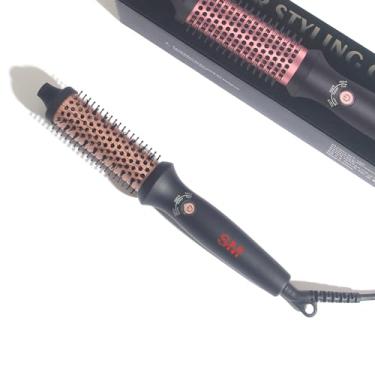 Imagem de Escova de modelar de 3,5 cm de cerâmica turmalina iônica modelador de cabelo escova quente cria cachos soltos e volumosos turmalina cerâmica varinhas de ondulação iônica escova modeladora aquecida