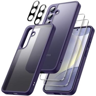 Imagem de JETech 5 em 1 Capa Fosca para Samsung Galaxy S24+ / S24 Plus 5G com 2 Pacotes Protetor Tela e Protetor Lente Câmera, Case Protetora Translúcida, Filme de Vidro Temperado (Violeta)