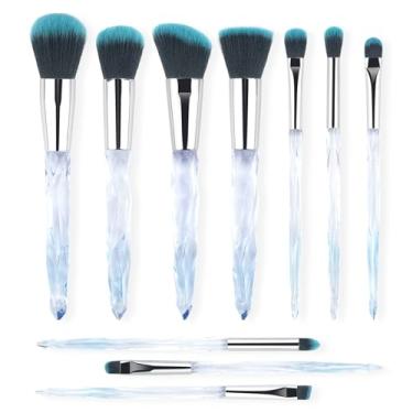 Imagem de (Light Blue) - Professional Makeup Brush, Acrylic Diamond Handle Make Up Brushes Series for Full Face Foudation Blush Eyeshadow Concealers Powder Transparent Beauty Tools