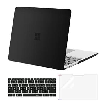 Imagem de MOSISO Capa compatível apenas com Microsoft Surface Laptop Go 2/1 12,4" versão 2022 2020 (modelos: 2013 e 1943), capa protetora de plástico rígido, capa de teclado e protetor de tela, preta