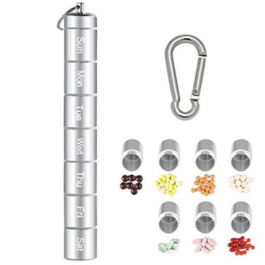 Imagem de Tvoip Porta-comprimidos portátil, impermeável, 7 dias, recipiente para comprimidos de viagem, porta-comprimidos portátil, organizador de comprimidos hermético diário, para acampamento ao ar livre,