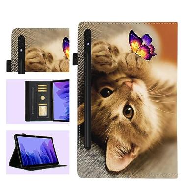 Imagem de Capa para Samsung Galaxy Tab S9 27.9 cm 2023 (X710/X716B/X718U) com suporte para caneta S Auto Sleep/Wake com faixa elástica, visualização em vários ângulos, capa protetora fina flip com suporte.