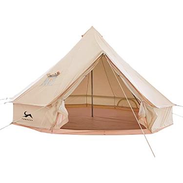 Imagem de MC Tenda de Lona com Sino, Yurt com Macaco de Fogão, Zíper e Piso Removível para Glamping, Caminhão, Carro, Acampamento