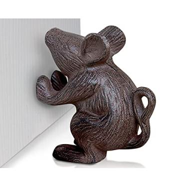 Imagem de Batente de porta de rato de ferro fundido da Comfify - Batente de porta rústico vintage decorativo - pare seu quarto, banheiro e portas externas com estilo - cor marrom rústica