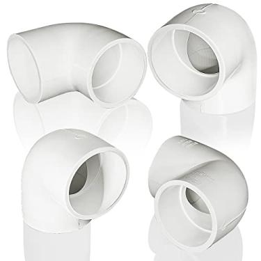 Imagem de 4 peças de cotovelo de 90 graus de PVC de 1-1/4", encaixes adaptadores de tubo de PVC de ângulo reto de 2 vias, conector de canto de tubo de PVC para moldura DIY de tubo de PVC Sch40