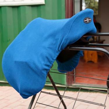 Imagem de Harrison Howard Capa de selim de cavalo de lã para capa de sela de cavalo GP/CC - azul celeste