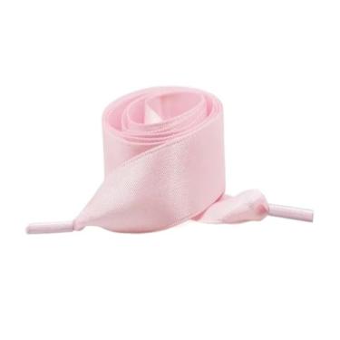 Imagem de 1Pair Satin Shoe Laces Flat Silk Ribbon Shoelaces Width Boots Sneakers Laces For Shoes Length (Color : Pink, Size : 100cm)