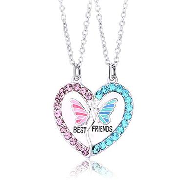 Imagem de Saalort Conjunto de colar Best Friends para 2 colares magnéticos de coração dividido Presentes de amizade Pingente combinando BFF, Zinco, Ametista