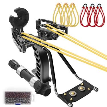 Imagem de Goldboy Estilingue a laser de caça com biscoito de flecha, estilingue de pesca profissional para adultos, estilingue de foguete de pulso com 6 elásticos de substituição e 220 munição