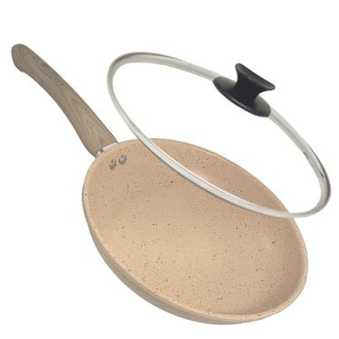 Imagem de Frigideira Indução 24cm com Tampa - Granilite Bege, Revestimento Cerâmico e Cabo Soft-Touch