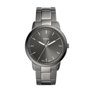 Imagem de Fossil Relógio masculino minimalista casual fino de aço inoxidável, Smoke, Men's Standard, Minimalista 3H - FS5459