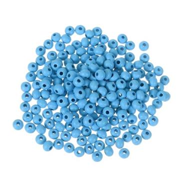 Imagem de METALLIXITY Contas de madeira coloridas (6 mm/0,24") 200 peças, espaçador de esferas redondas de madeira - para decoração de festa em casa, azul celeste