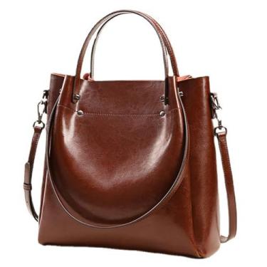 Imagem de Bolsa feminina macia de couro legítimo, bolsa de ombro, bolsa transversal, bolsas e bolsas com alça ajustável, Marrom