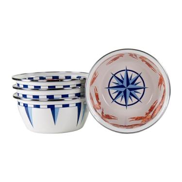 Imagem de Golden Rabbit Enamelware - Conjunto de 4-3 tigelas de salada (Crab House)